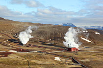 Krafla geothermal field and part of power plant, Iceland, June 2009