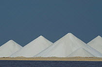 Salt mounds and evaporation ponds (sea salt production plant started in the 1600's and worked by african slaves) Cargill Solar Salt Works, Pekelmeer lagoon, Bonaire, Netherlands Antilles, Caribbean