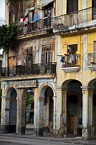 Building with old facade in Old Havana, UNESCO World Heritage Site, Cuba, Caribbean, 2011