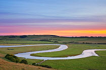The Cuckmere River at sunset, Seven Sisters Country Park, South Downs National Park, East Sussex, England, UK, July 2011