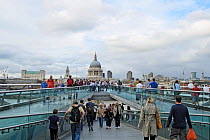 The Millenium Bridge looking north to St Paul's Cathedral, London, UK, September 2011