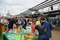 Participants at the RSPB 'Date With Nature Event' learning about urban Peregrine falcon, Tate Modern, South Bank, London, UK, September 2011, RSPB Greater Thames Futurescapes Project