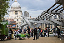 RSPB 'Date With Nature Event' for learning about urban Peregrine falcon, Tate Modern, South Bank, London, UK, September 2011, RSPB Greater Thames Futurescapes Project, with St Paul's Cathedral in the...
