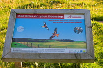 Red Kite trail information board in the Urban Red Kite area of the Derwent Valley, Gateshead, Tyne and Wear, UK, on the edge of Tyneside following on from the 'Northern Kites' re-introduction programm...