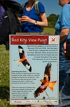 Red Kite information board in the Urban Red Kite area of the Derwent Valley, Gateshead, Tyne and Wear, UK, on the edge of Tyneside following on from the 'Northern Kites' re-introduction programme betw...