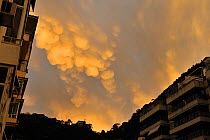 Clouds of the type Mammatus above Rio de Janeiro city, these clouds usually indicate the imminent arrival of a cold front cold, Brazil, June 2011