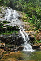 Cascatinha Waterfall in Atlantic Rainforest, Tijuca National Park, Rio de Janeiro City, Southeastern Brazil.