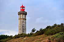 The lighthouse Phare des Baleines on the island Ile de Ré during storm, Charente-Maritime, France September 2011