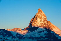 Peak of Mont Cervin / Monte Cervino / The Matterhorn, at 4,478 metres high, Pennine Alps, Switzerland / France border, April 2011.