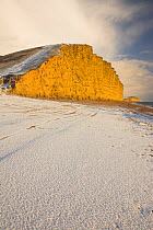 Snow covered beach and cliffs, West Bay, Dorset, UK, December 2010