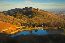 Looking down on the British camp resevoir and Malvern Hills, Worcestershire, UK, January 2011