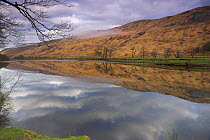 Clouds reflected in the Glen Orchy River, Argyll and Bute, Scotland, UK, April 2011