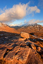 View from the flanks of Tom na Gruagaich, one of the summits of Beinn Alligin, looking east towards Beinn Dearg, Torridon, Scotland, UK, February 2010