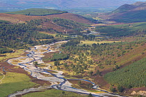 View looking north along the upper sections of the River Feshie, Glenfeshie, Cairngorms NP, Scotland, September 2011