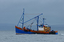 Scallop dredger Dawn Maid TN102 fishing near the Isle of Coll, Inner Hebrides, Scotland, UK, July 2011