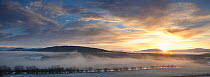 Mist over River Spey and Strathspey in winter, Cairngorms NP, Scotland, UK, December 2010
