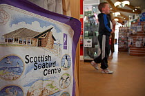 Seabird merchandise on sale at Scottish Seabird Centre, showing economic benefits of presence of Bass Rock, North Berwick, Scotland, UK, August 2011