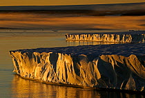 Ice cliffs in evening light. Austfonna Polar Ice Cap, Svalbard, Norway, August 2011.