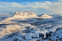 View of Cul Mor from Stac Polliadh in winter, Coigach, Wester Ross, Scotland, UK, December 2010