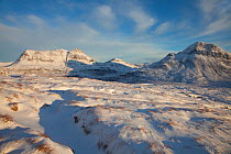 View of Cul Mor and Cul Beag in winter, Coigach, Wester Ross, Scotland, UK, December 2010