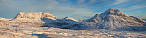 Panoramic view of Cul Mor and Cul Beag in winter, Coigach, Scotland, UK, December 2010