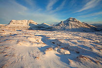 View of Cul Mor and Cul Beag in winter, Coigach, Wester Ross, Scotland, UK, December 2010