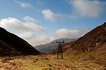 Cwm Bychan ropeway, a relic of the copper mining industry, Beddgelert, Snowdonia NP, Gwynedd, Wales, UK, April