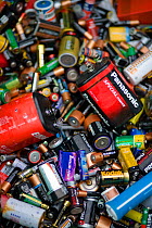 Disposable battery recycling at a recycling centre, Stroud, Gloucestershire, UK, February 2008.