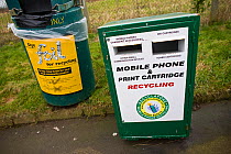 Mobile phone recycling point at Pyke Quarry Recycling Centre, Stroud, Gloucestershire, UK, February 2008.
