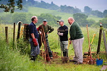 Cotswold voluntary wardens replacing a stile, Gloucestershire, UK, June 2008.