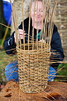 Traditional basket weaving at the Cotswold Farm Show, Cirencester, UK, July 2008.
