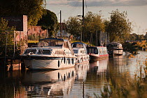 Boats on the River Avon at Tewkesbury, Gloucestershire, UK, June, 2011.