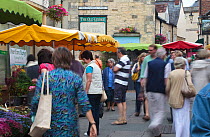 Shoppers at Stroud Farmers Market, Stroud, Gloucestershire, UK, August 2011.