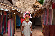 Long necked woman with many neck rings, belonging to Padaung Tribe, Thailand