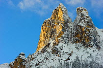 Liberty Bell Mountain at Washington Pass in the North Cascades, in winter, Okanogan National Forest, Washington, USA, November 2011
