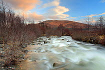 Fast flowing river in Creag Meagaidh NNR, Lochaber, Scotland, UK, February 2011