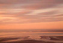 View across Morecambe Bay at dawn from Arnside, Cumbria, England, UK, February