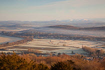 View from Arnside Knott towards the Lake District at dawn, Arnside, Cumbria, England, UK, February