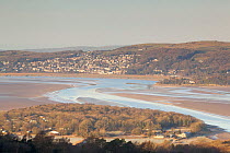 View from Arnside Knott over the River Kent to Grange-over-Sands, Cumbria, England, UK, February