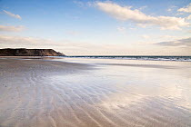 Beach at low tide at Three Cliffs Bay on the Gower Peninsula, South Glamorgan, Wales, January 2012.
