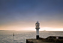 Lighthouse Pier with St. Michael's Mount beyond. Penzance, Cornwall, UK, October 2011.