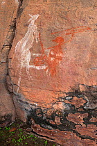 Aboriginal rock art showing kangaroo, Anbangbang Gallery, Nourlangie Ranges, Kakadu National Park, Northern Territory, Australia