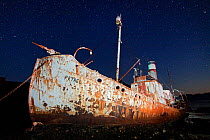 Old Whaling Vessel (Petrel) at night, Grytviken, South Georgia, February 2011