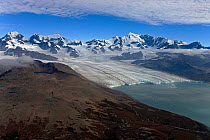 Aerial view of Nordenskjsld Glacier with Allardyce Mountain Range, South Georgia, February 2011
