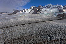 Aerial view of Nordenskjld Glacier with Allardyce Mountain Range, South Georgia, February 2011