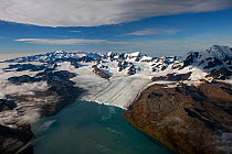 Aerial view of Nordenskjld Glacier with Allardyce Mountain Range, South Georgia, March 2011