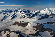 Aerial view of Nordenskjsld Glacier with Paget Glacier and Allardyce Mountain Range, South Georgia, March 2011