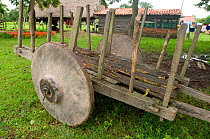 Traditional wooden cart with wooden wheels, La Paz, Bolivia, January 2008