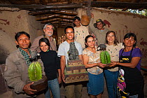 Chaparri Ecolodge team with their cacti and statues. Chaparri Reserve, Chiclayo, Lambayeque, Peru, 2010.