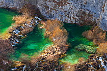 Cascade of small waterfalls, Plitvice Lakes National Park, Lika, Croatia, Europe, January 2012